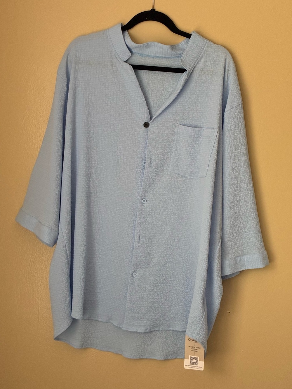 Ovvababy light  Blue Womens Textured Button-Up Shirt and Pants